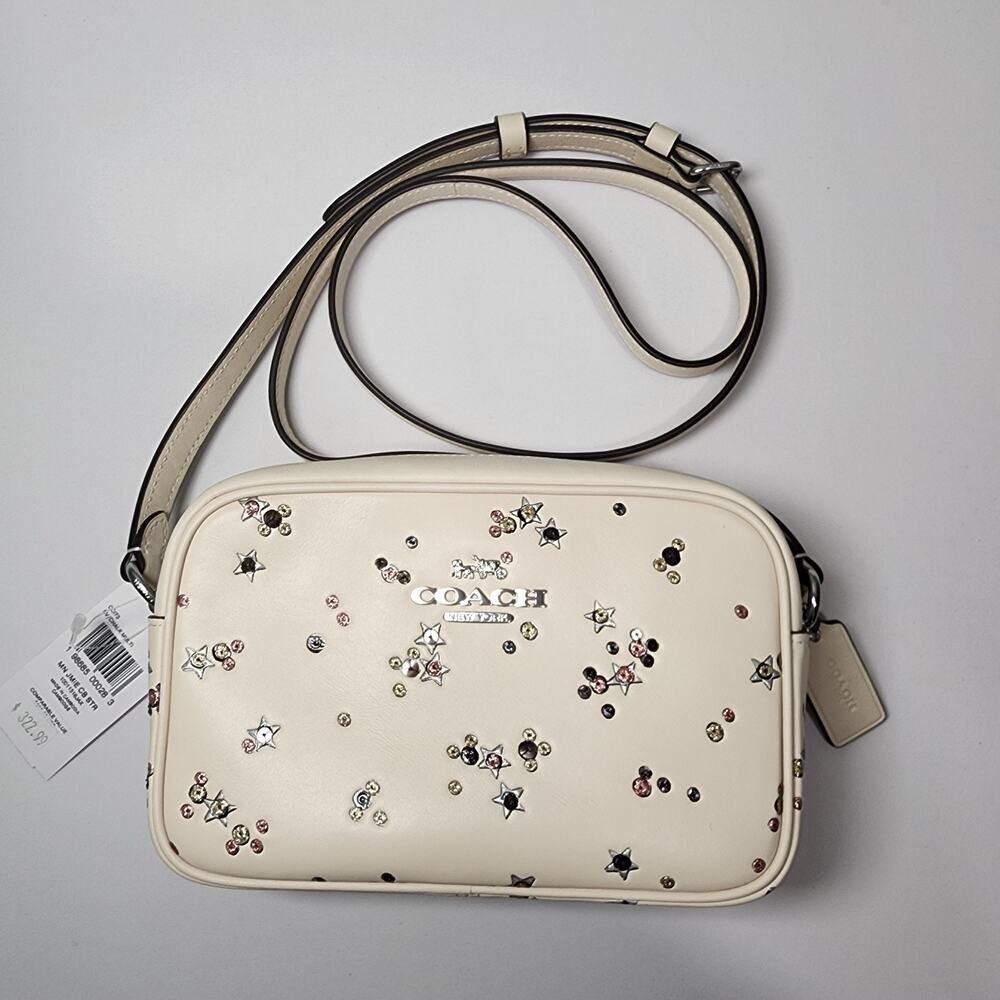NWT Coach CCI73 Mini Jamie Camera Bag With Star Print Silver /Chalk